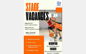 Stage vacances de Toussaint U13 et U15